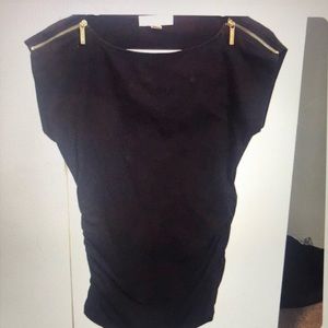 Michael Kors Black Blouse with gold Zippers